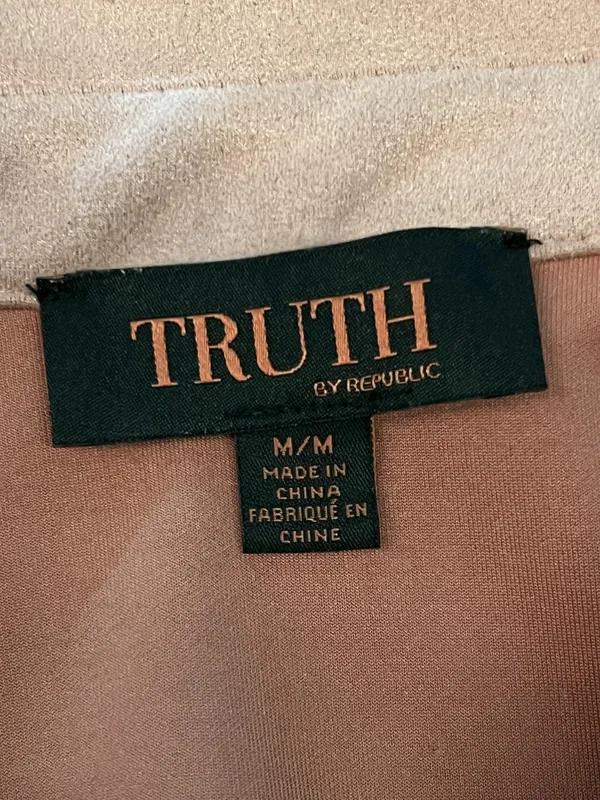 Truth by Republic Dress Womens Medium Tan Faux Leather Snap Front Belted Shacket - Image 9