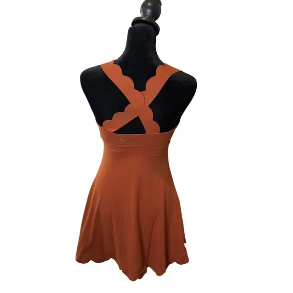 WISKII Crossback Tennis Mini Dress Scalloped Active Womens XS S Laser Cut - Image 3