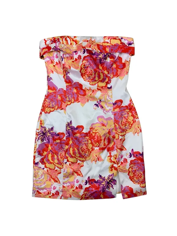 RNWY Jade Acadia Floral Strapless Midi Dress XS Pink Orange Y2K Party Cocktail - Image 2