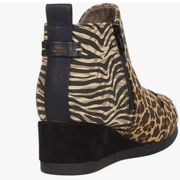 NWT TOMS Beige Animal-Print Kelsey Suede Boot Brown Black SZ-6 - Image 3