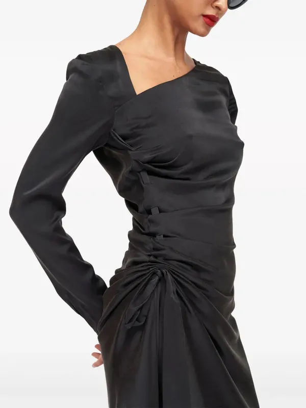 Equipment $550, 100% Silk Annalise Gathered Asymmetric Midi Dress Size 00 - Image 2