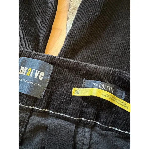 MAEVE ANTHROPOLOGIE Black‎ Corduroy The Colette Pants Size 30 - Image 5