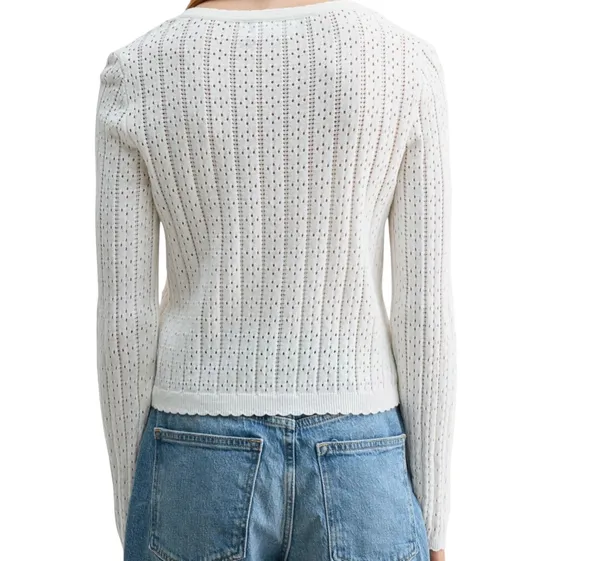 All in Favor Ivory Cable Knit Button-Front Cardigan Size Small - Image 4