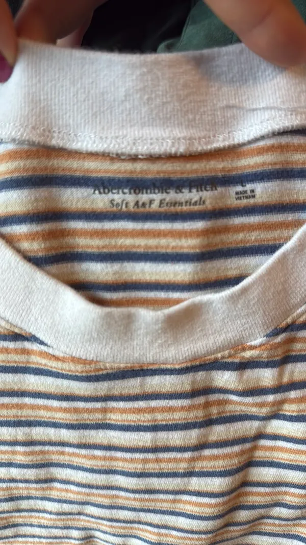 Abercrombie & Fitch Striped Tee | Orange/Navy/White | Retro - Image 3