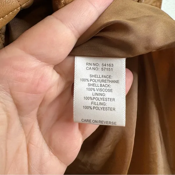 Marc New York‎ Brown Faux Leather Quilted Vest Size Medium - Image 4