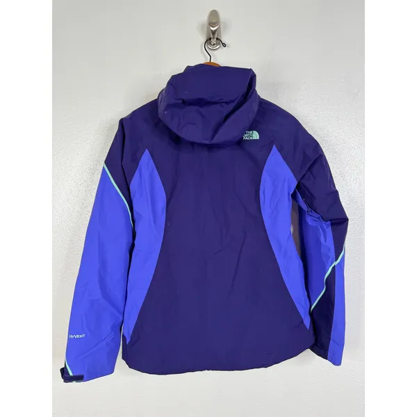 The North Face HyVent Purple Blue Colorblock Fleece Lined Ski Jacket Womens S - Image 2