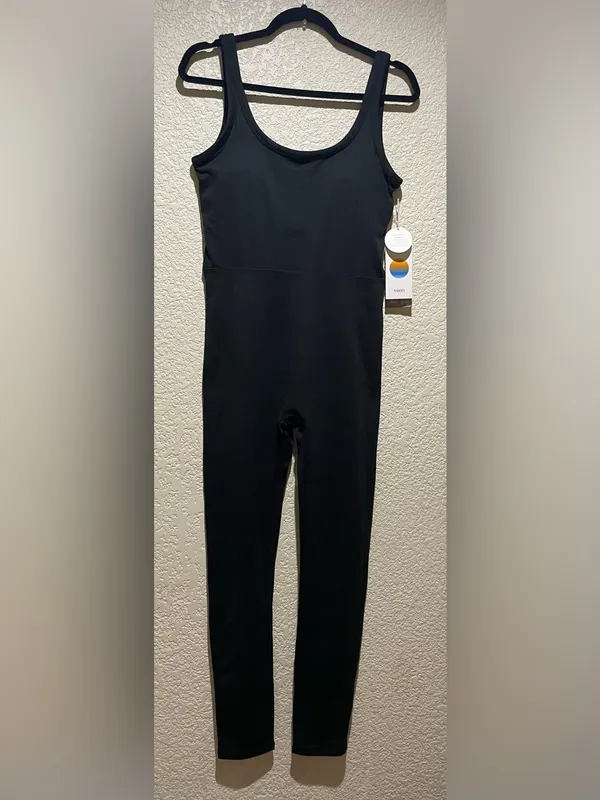 Vuori NWT Halo Essential Black Heather Scoop-Neck Jumpsuit Size L - Image 3