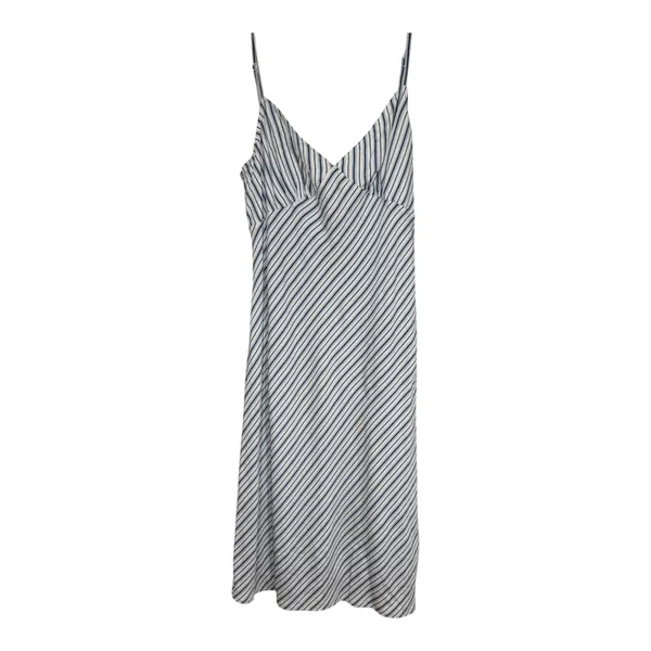 Michael Kors Blue White Striped V-Neck Midi Slip Dress Romantic Casual - Image 3