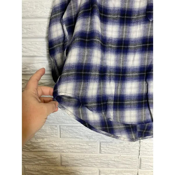 A Shirt Thing Diego plaid flannel‎ Popover top long sleeve women's size small - Image 2