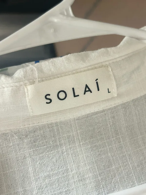 Solai The Label Linen Blend Set Sz large Off White Ivory Vacation Top Shirt Pants - Image 5