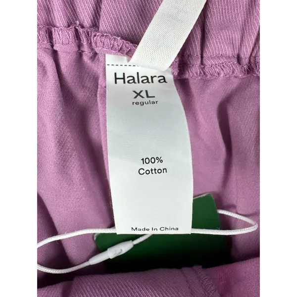 Halara Purple 100% Cotton Pleated High Waisted Jogger Pants XL Streetwear NWT - Image 3