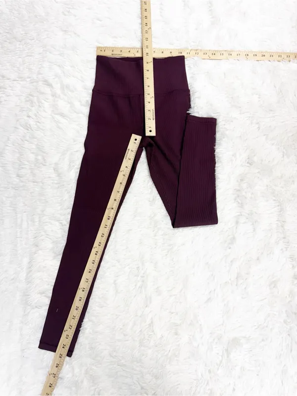 Athleta Elation Rib Tight Leggings Burgundy Size XS High Rise Ribbed - Image 5