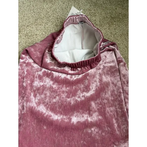 Soft‎ Pink Velvet Midi Skirt Fleece Lined - Fits US XS/Small new - Image 5