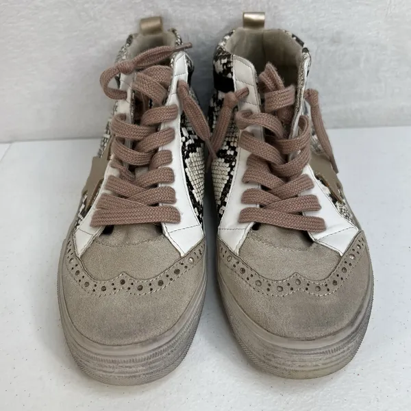 Shu Shop Women's 7 Sneaker Paulina In Natural Snake Print Distressed Suede Upper - Image 6