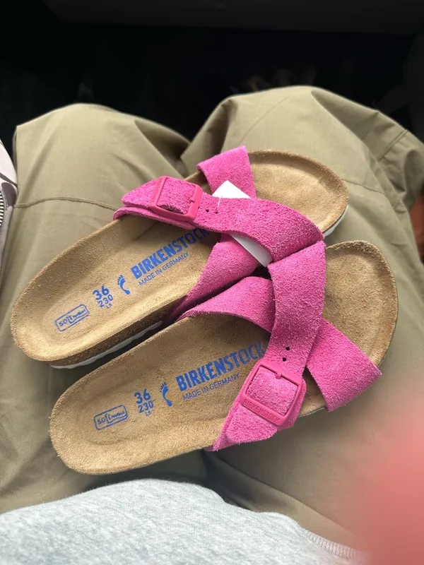 Birkenstock® Suede Siena Soft Footbed Sandals in Fuchsia Tulip - Image 2