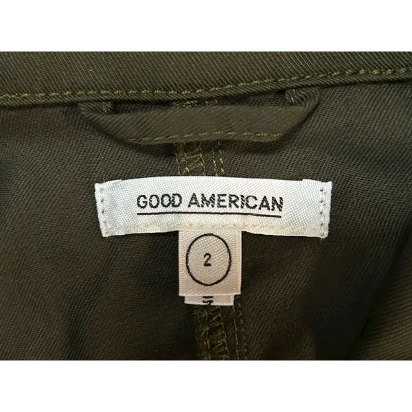 NWT GOOD AMERICAN‎ Anthropologie Olive Green Utility Belted Jacket Coat 2 Medium - Image 3