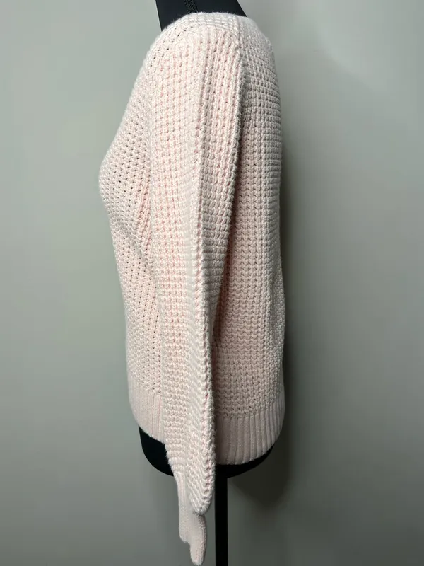 J.Crew Preppy & Cozy Women's V-Neck Waffle Knit Sweater in Soft Pink Small - Image 3