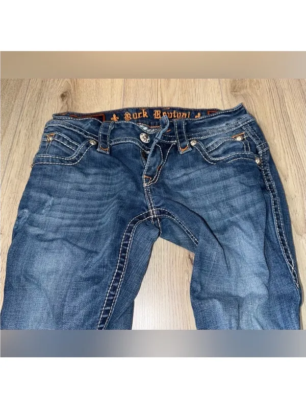 Rock revival Stephanie capri crop cropped blue jeans denim - Image 5