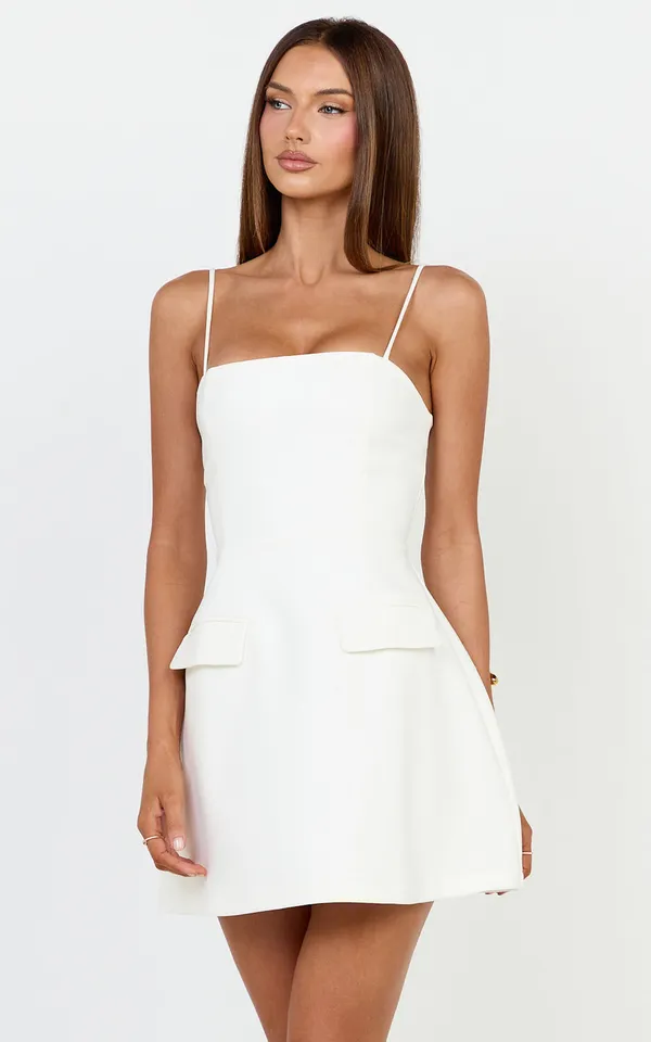 Showpo New Katia Mini Dress Strappy Corset A Line Dress In White Size Small (6) - Image 5