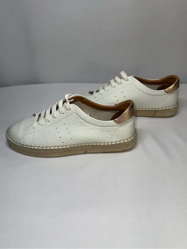 Dalson Espadrilles Boho Hippie Cottagecore White Leather Platform Sneaker Sz 9 - Image 5