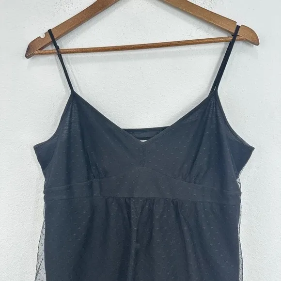 Vintage Y2K Babydoll Sheer Black Gold Cami Top Gold Lace Trim Sleeveless Tank‎ - Image 2