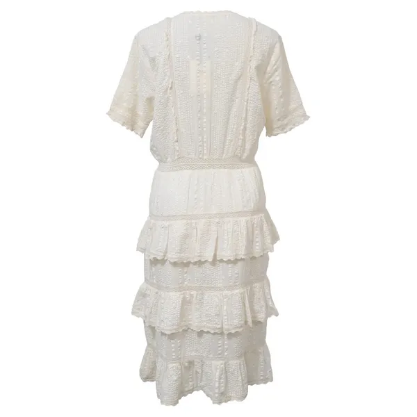 LoveShackFancy Bec Victorian Ruffle Peasant Midi Dress Farmhouse Ivory Size 2 - Image 12