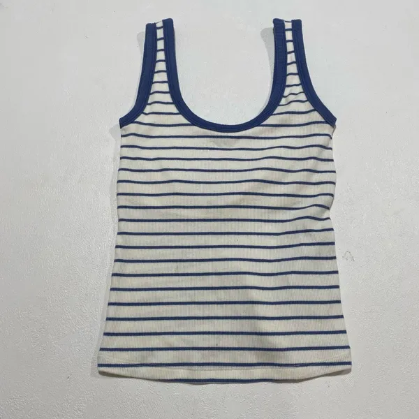 Abercrombie & Fitch XS Striped Ribbed Tank Top Blue White Coastal - Image 2