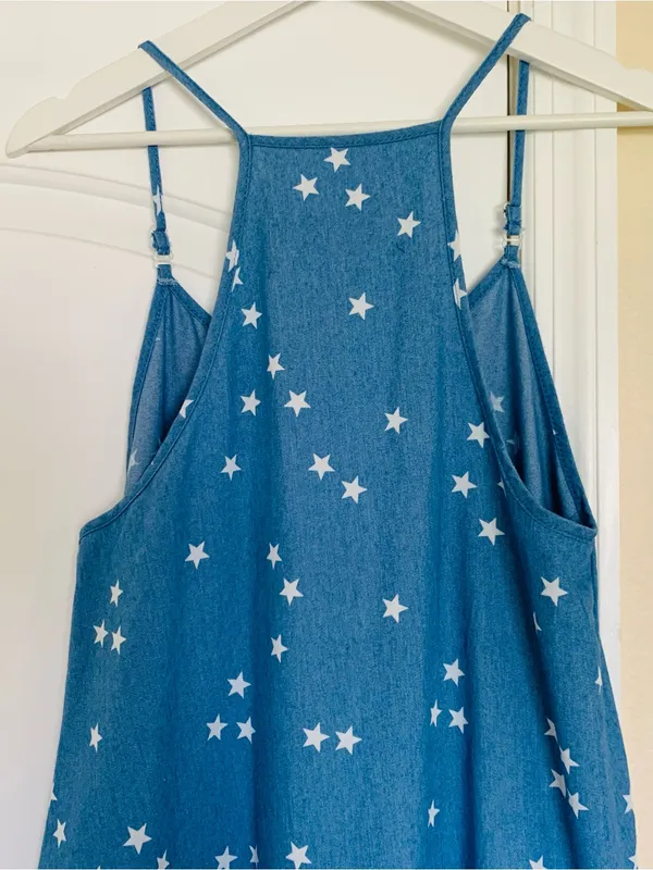 Levi's Women's White American Stars Print Blue Jean Denim Maxi Dress | Size: S/M - Image 6
