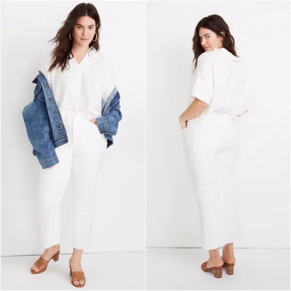 NWT Madewell Cali Demi-Boot Jeans Raw-Hem Jeans White asZ-36 - Image 2