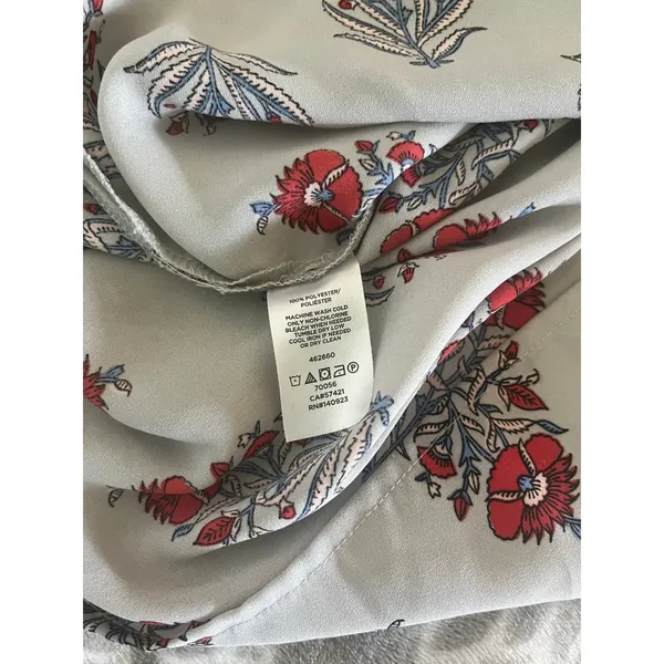Loft Grey Floral Blouse XSP Long Sleeve Red Boho Chic Cottagecore Office Airy Flowy - Image 7