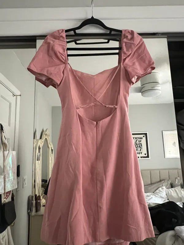 ZARA Pink Puff Sleeve Dress - Image 2