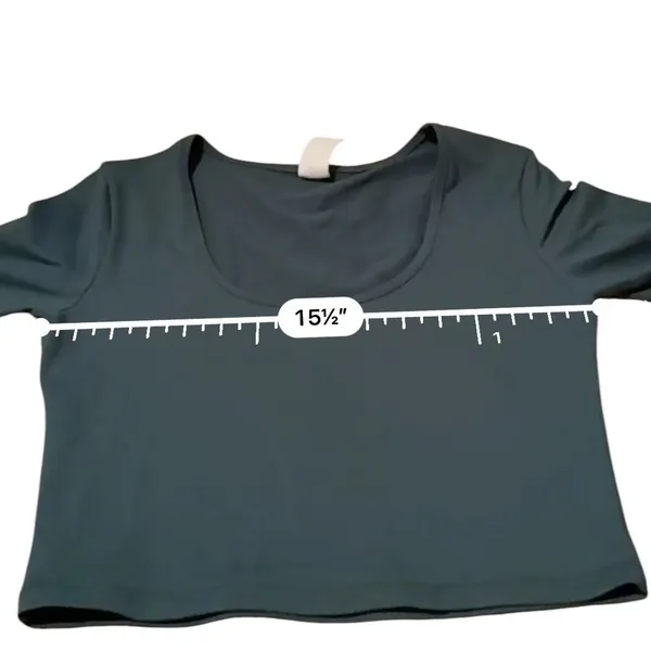 Paragon Fitwear Green Cropped Workout Top Womens Medium‎ Scoop Neck Active Tee - Image 4