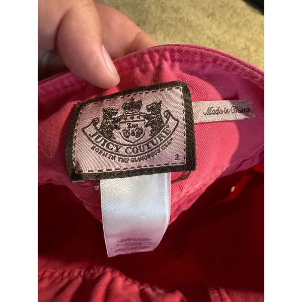 Juicy Couture Pink Sailor Shorts Women Size 2 Button Front Y2K Preppy Cuffed Hem - Image 8