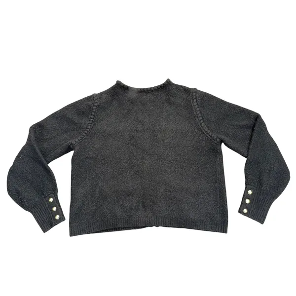J.Crew Emilie Sweater Lady Jacket Women Medium Black Excellent Gold Button Wool - Image 5