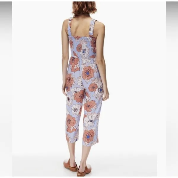 Aritzia Wilfred Chianti Jumpsuit Floral Sleeveless Crop Wide Leg Purple SIZE S - Image 3