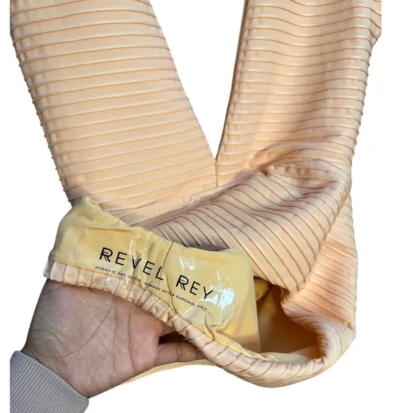 Revel Rey Dean Deep‎ V One Piece Swimsuit Size Medium Peach Swim Resort Vacation - Image 6