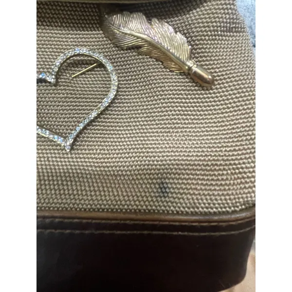Liz Claiborne Vintage Crossbody Bag With Mostly Vintage Brooches - Image 3