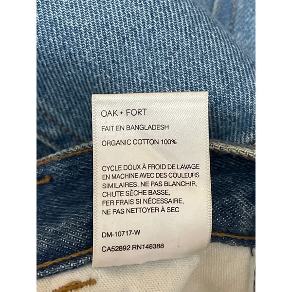 Oak + Fort Womens Blue High Waisted Straight Wide Leg Cargo Denim Jeans Pants 26 - Image 5