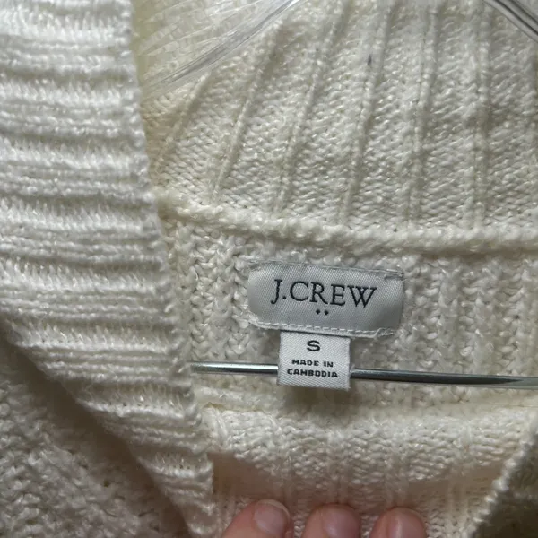 J.Crew Ivory White Mock Neck Cable Knit Sweater Small minimal cozy classic basic - Image 4