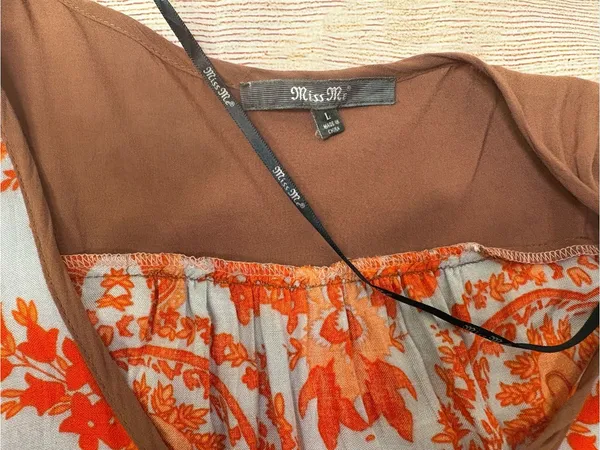 Miss Me Women's Sz L Boho Paisley Western Tunic Drawstring Waist Lined Top - Image 12