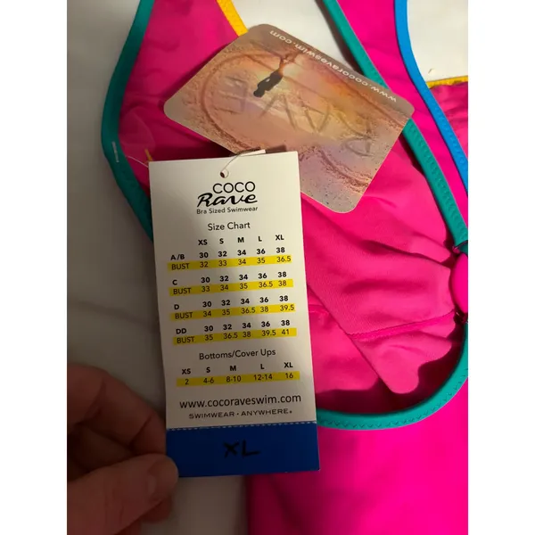 Coco Rave One Piece Swimsuit Retro‎ Neon Hot Pink Racerback NWT XL - Image 6
