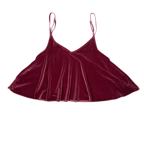 PINK Victoria's Secret Velvet Cami Womens M Burgundy Swing Spaghetti Strap Dog - Image 11