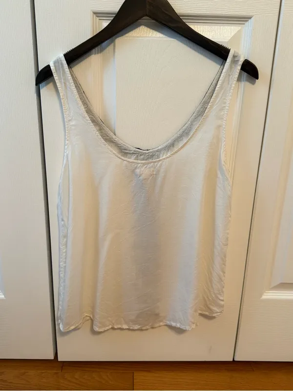 Aerie White and Black Lace Trim Tank - Image 3