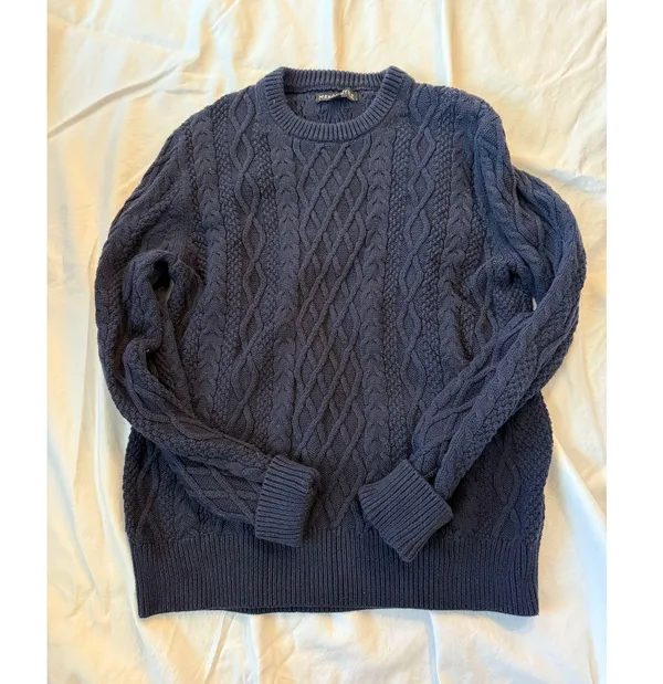 J.Crew Mercantile Long Sleeve Cable Knit Pullover Sweater Blue Women's Medium - Image 3