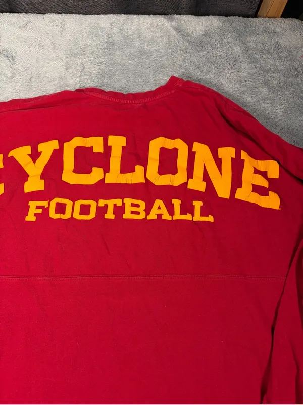 Iowa state Cyclone Football Red Long Sleeve Tee press box large - Image 4