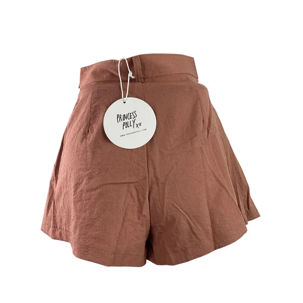NEW Princess Polly Ryland Tan High Rise Pleated A Line Mini Skirt Skort Short 0 - Image 3