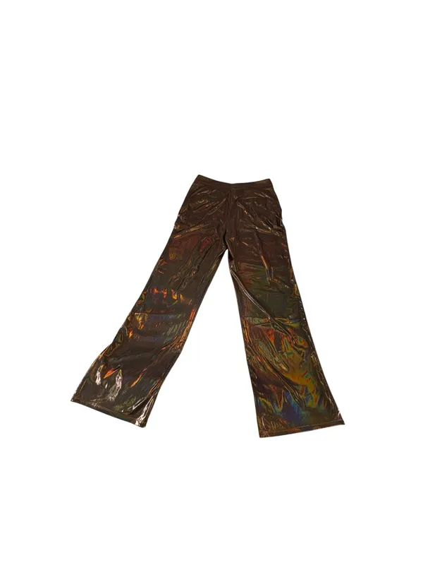 Sincerely Jules Metallic Bronze Lame Wide Leg High Rise Pants NWT M Iridescent - Image 4