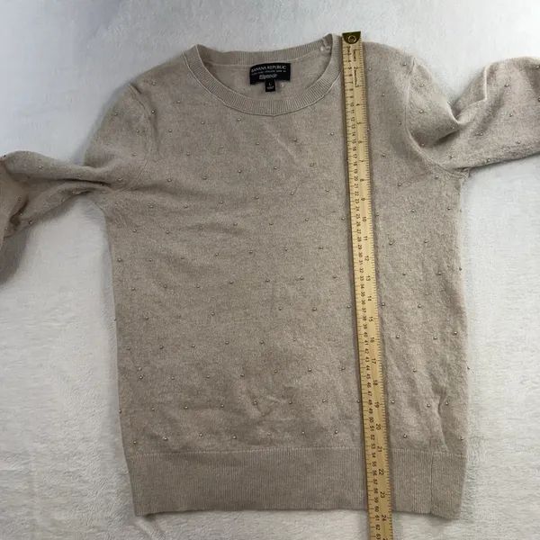 Banana Republic Sz L Sweater Filpucci Merino Wool‎ Cashmere Yarn Beaded Pullover - Image 8