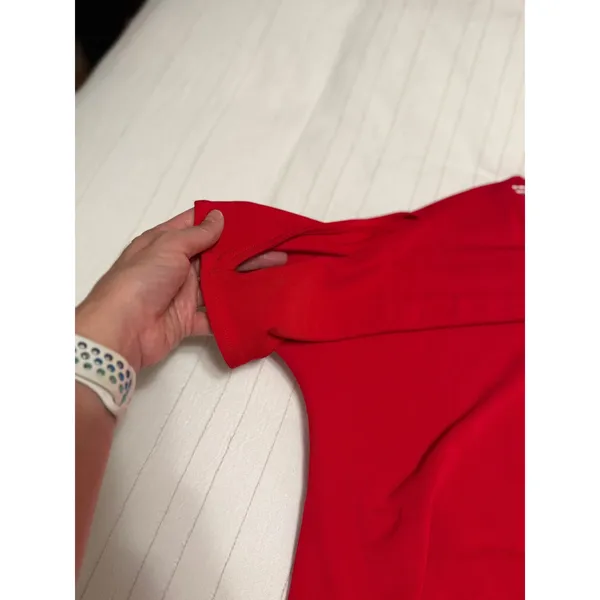 Lauren Ralph Lauren Boat Neck Top Womens Size M Red Short Sleeve Viscose - Image 3