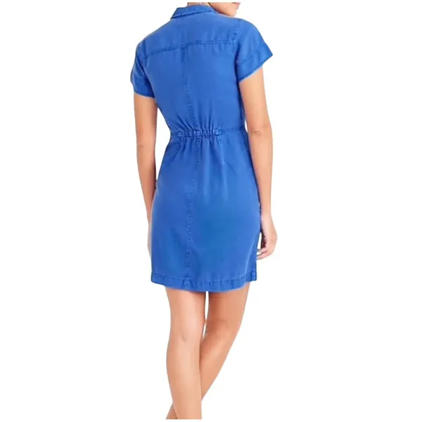 J. Crew Factory Drapey Oxford mini collared blue button down‎ mini dress 8 - Image 3